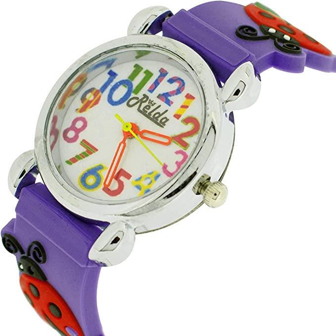 Relda Children's Analog Ladybird On Purple Silicone Strap Girl's Watch REL105