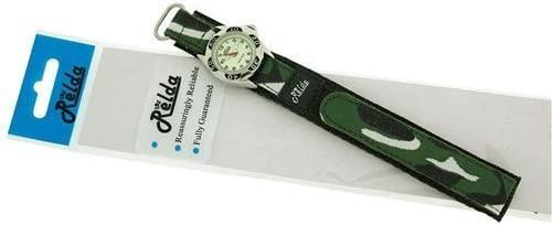 Relda Kids Nite-Glo Luminous Dial Grey Camouflage Army Easy Fasten Watch REL65