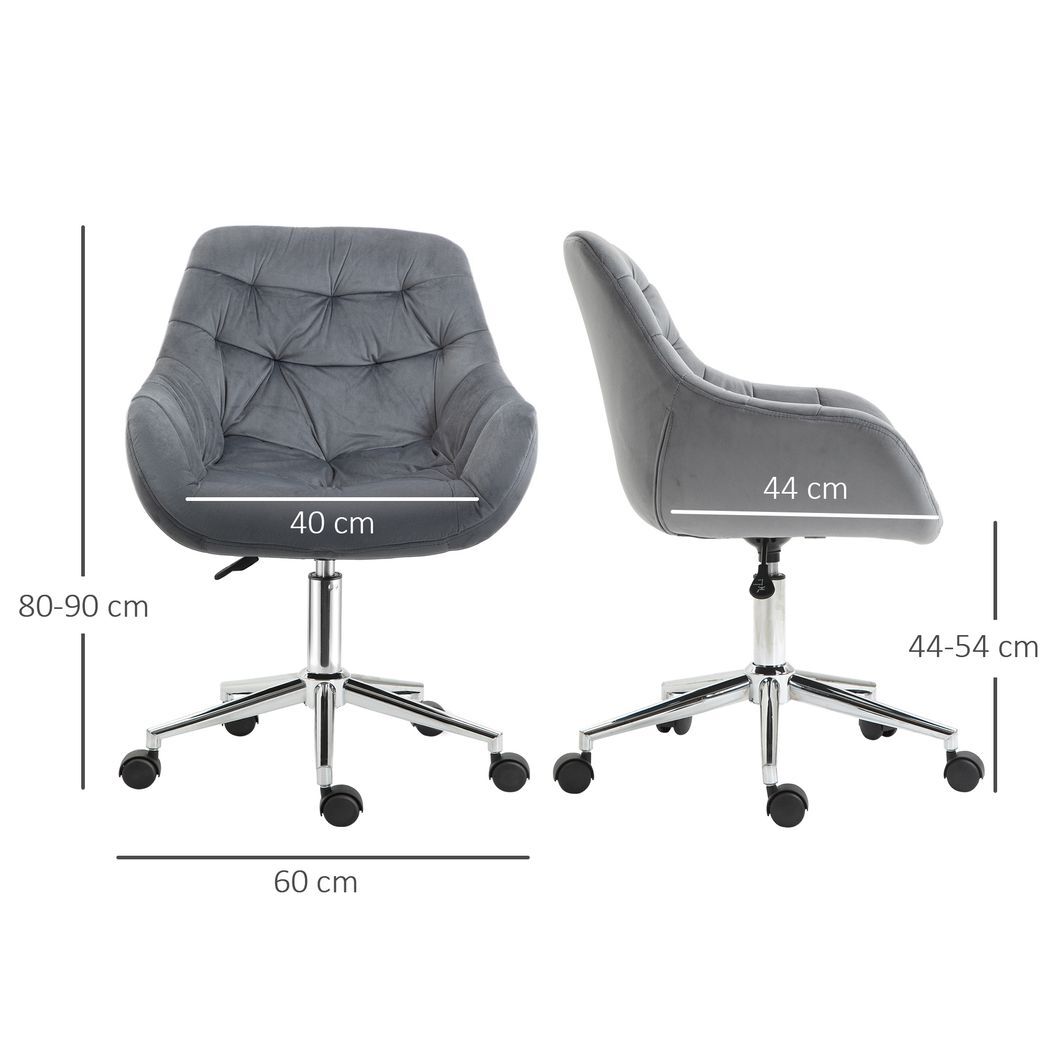 Velvet Home Office Chair Comfy Desk Chair w/ Adjustable Height Armrest Dark Grey