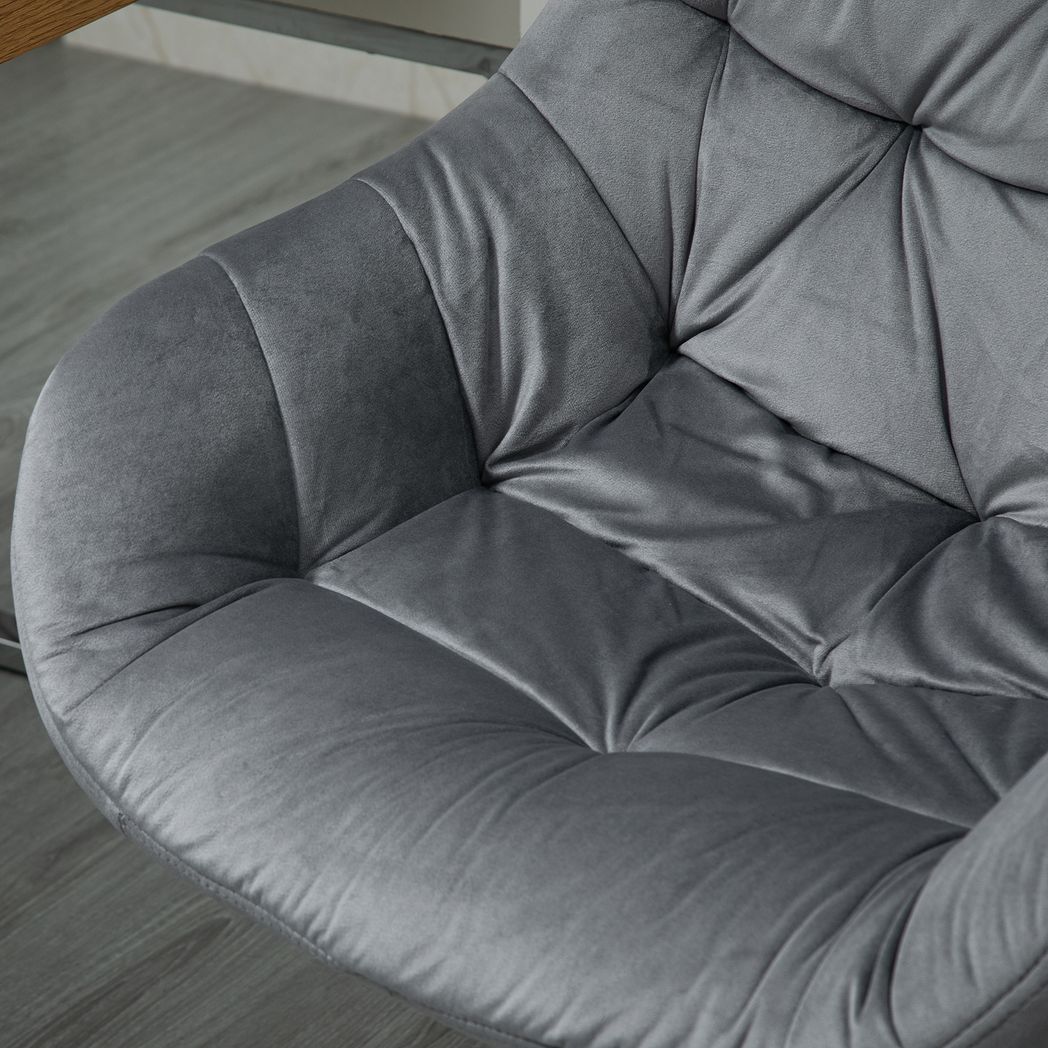 Velvet Home Office Chair Comfy Desk Chair w/ Adjustable Height Armrest Dark Grey