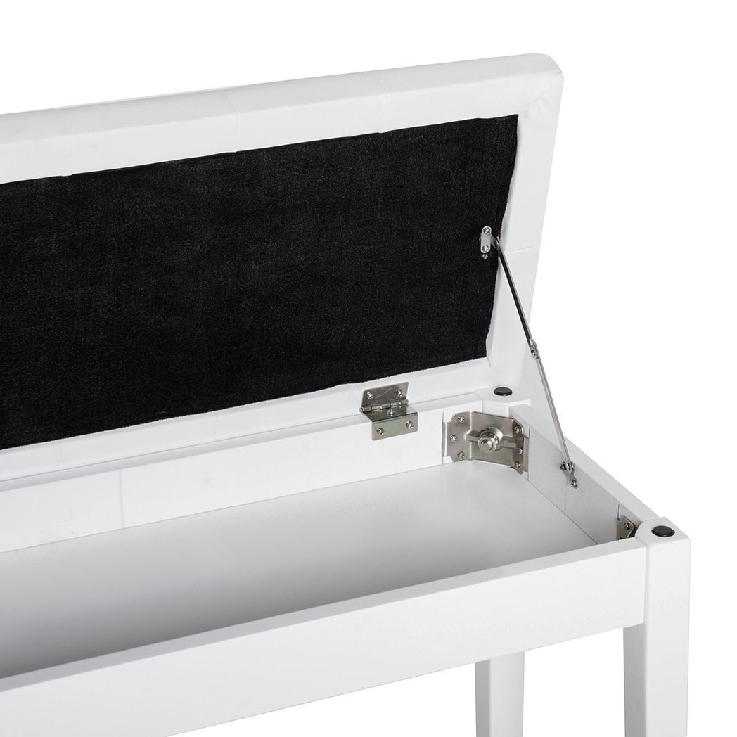 Classic Digital Keyboard Piano Bench Makeup Padded Seat Stool Solid Wood White