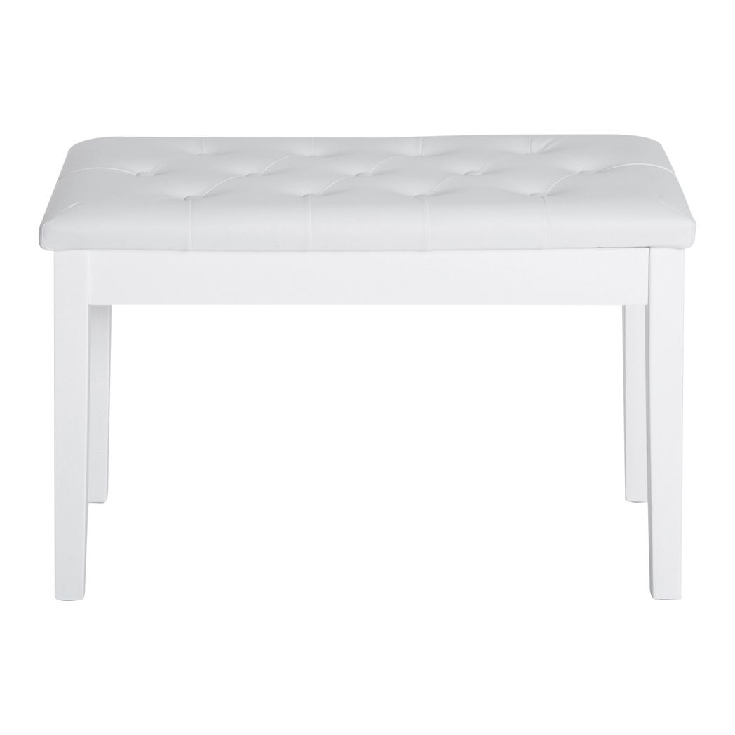 Classic Digital Keyboard Piano Bench Makeup Padded Seat Stool Solid Wood White