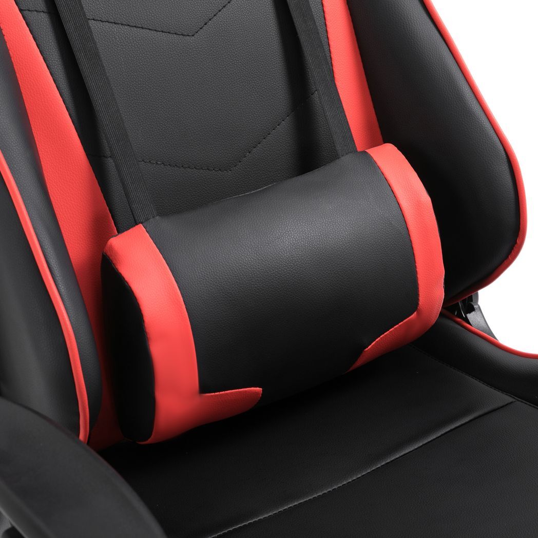 Ergonomic Gaming Chair Reclining Racing Chair with Headrest Swivel Wheels, Red