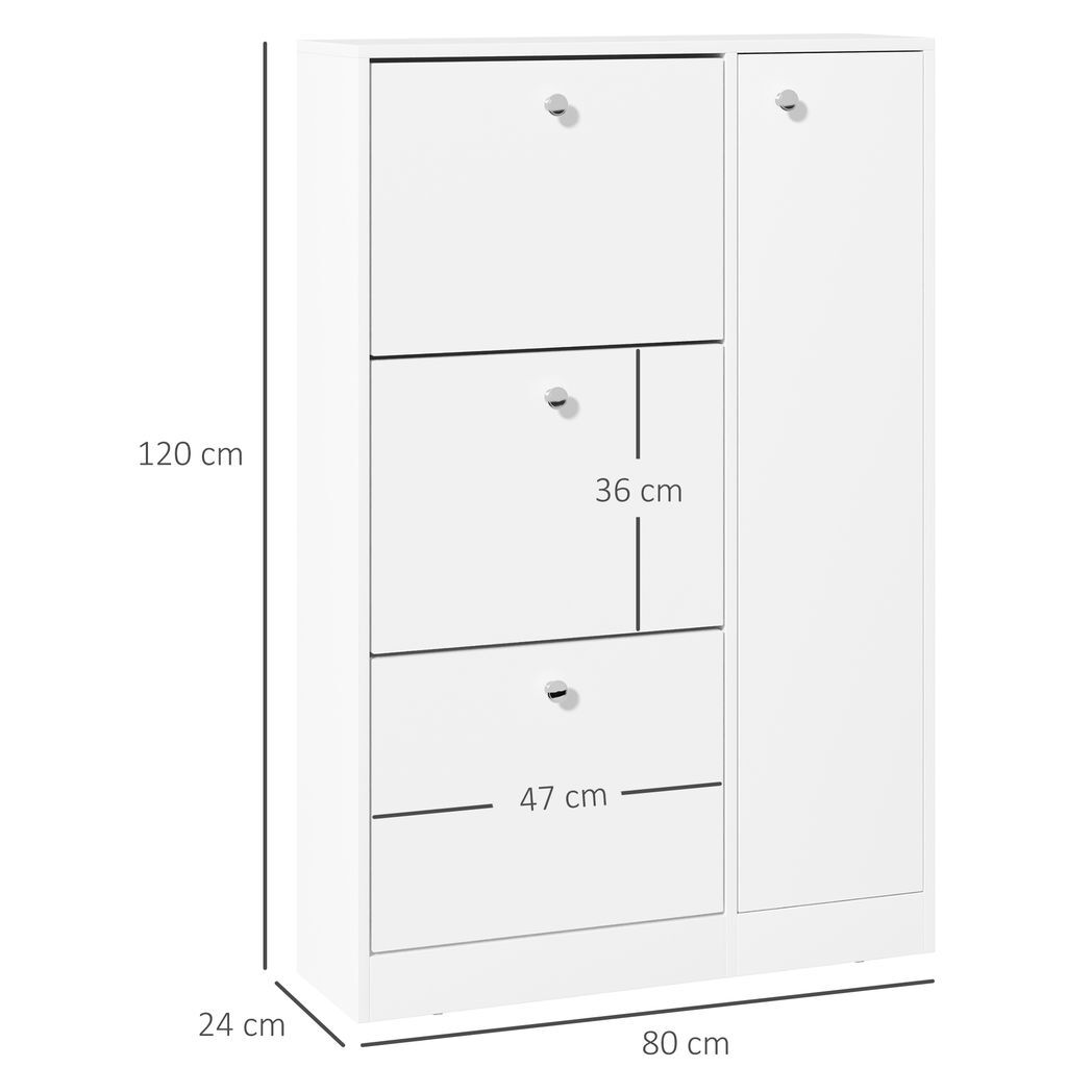 4 Compartment Shoe Storage Cabinet w/ Shelves Footwear Home Office Hallway