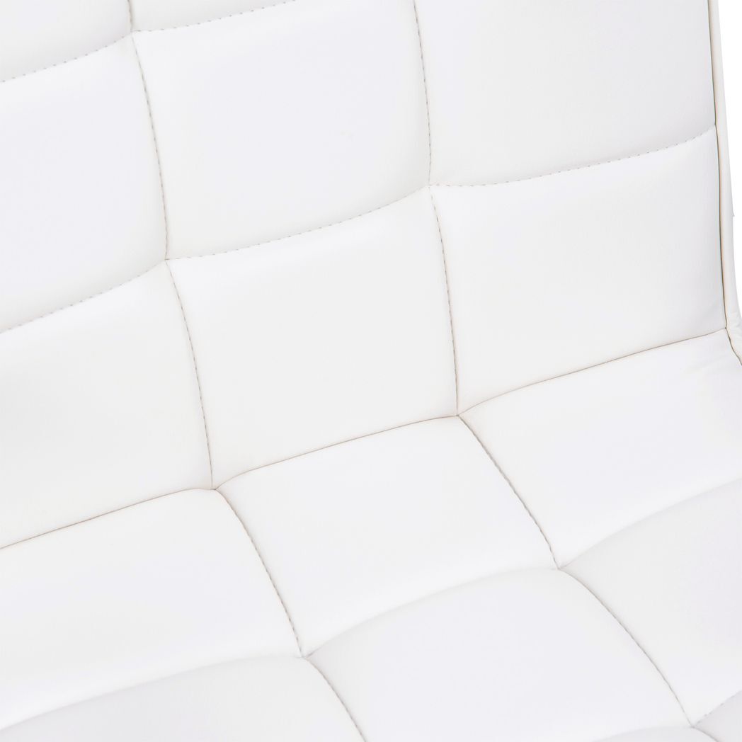 Mid Back PU Leather Home Office Chair Swivel Desk Chair with Arm, Wheel, White