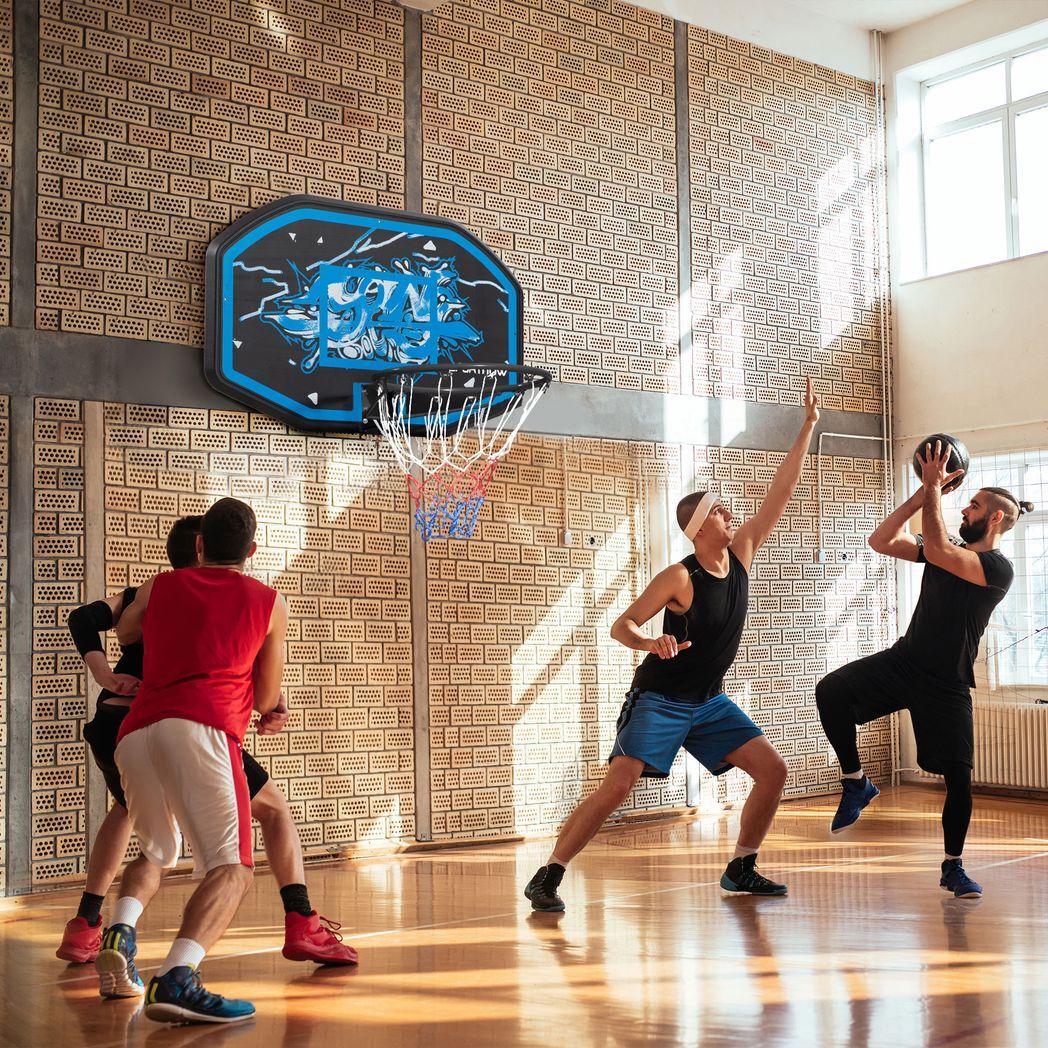 Wall Mounted Basketball Hoop Mini Basketball Hoop for Door & Wall Use, Blue