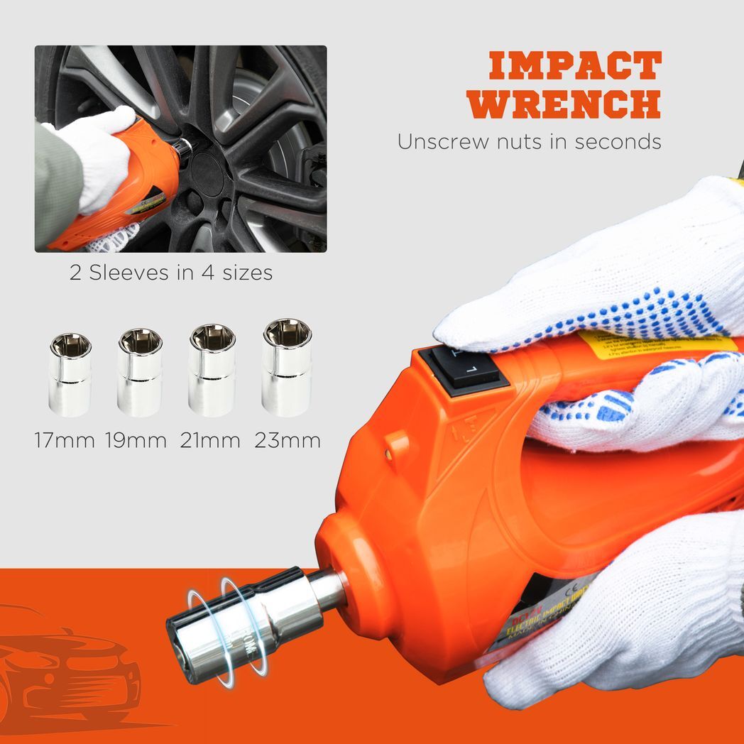 5 Ton Electric Car Jack Kit w/ 12V Auto Car Floor Jack, Impact Wrench, Case