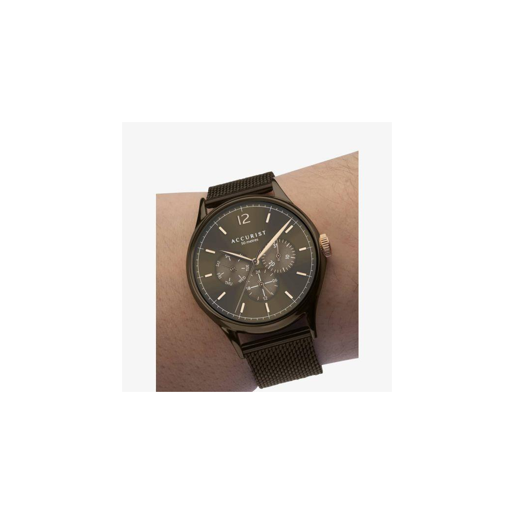 Accurist Men's Chronograph Day Date Brown Dial Mesh Bracelet 7286