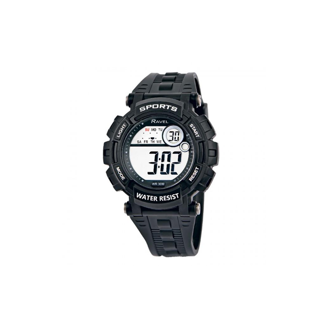 Ravel Men's 3ATM Digital Sports Black Watch RDG.14.3