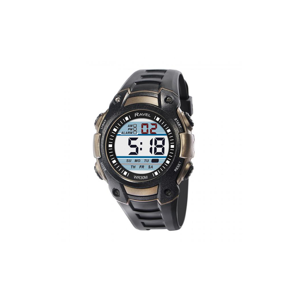 Ravel Men's 3ATM Digital Sports Black/Gold Watch RDG.14.9