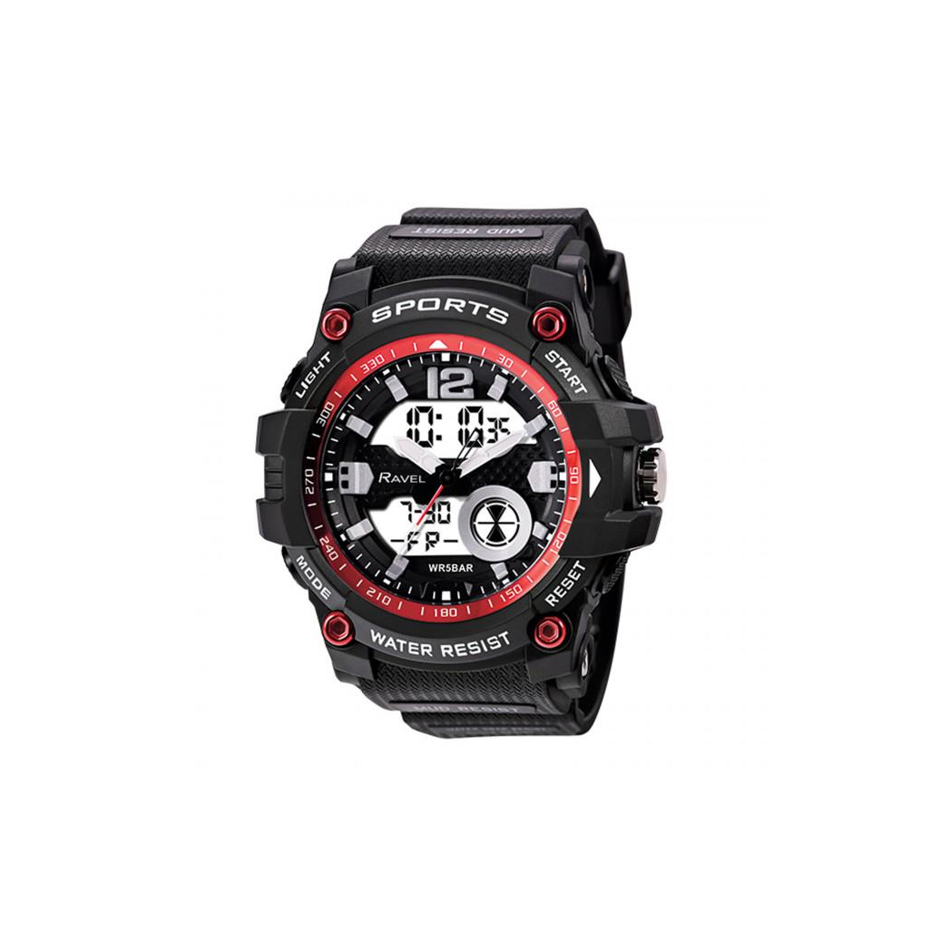 Ravel Adults Ana-Digi Dual time 5ATM Sports Red Watch RDT.2D