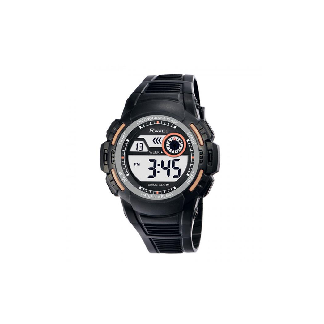 Ravel Men's 3ATM Digital Sports Black/Stone Watch RDG.14.12