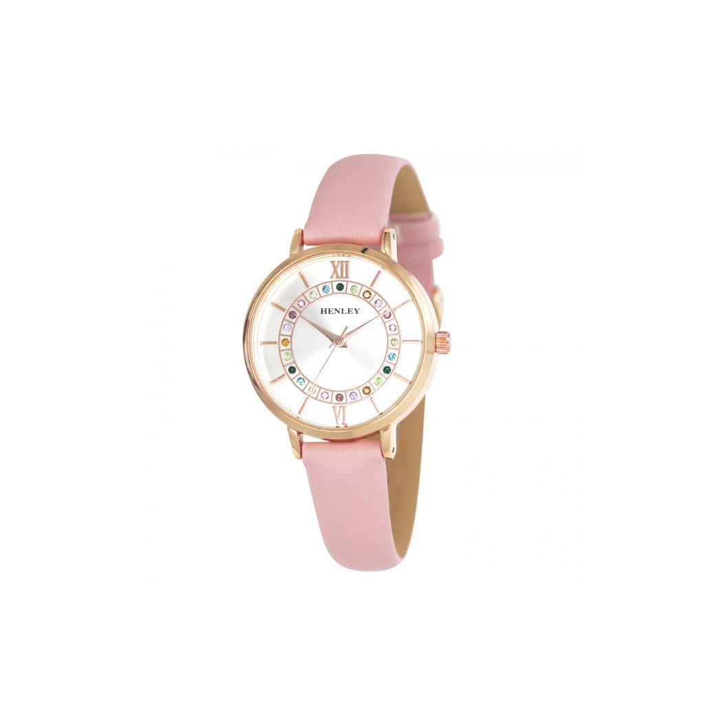 Henleys Ladies Pink Rainbow Diamante Watch H06171.5