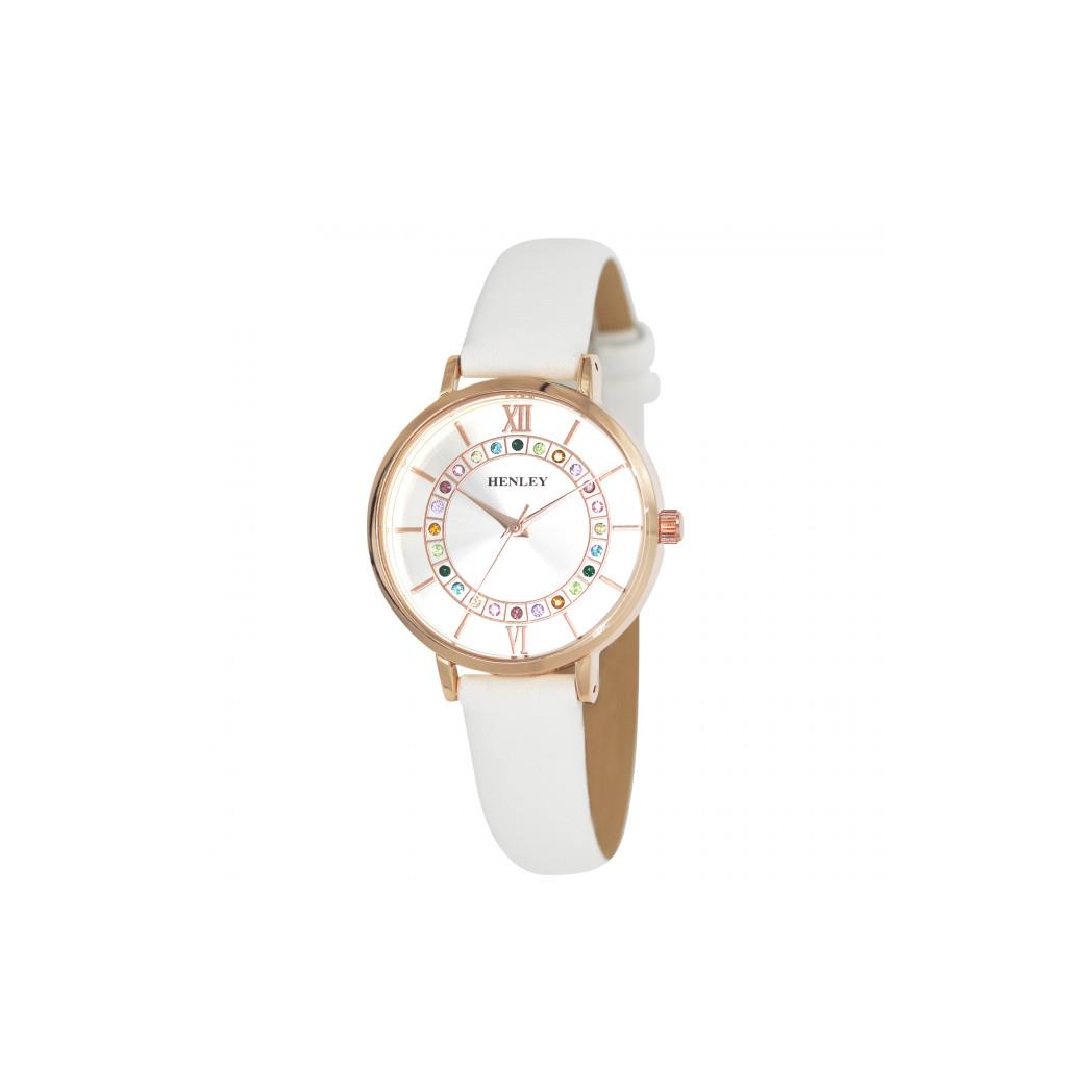 Henleys Ladies Rainbow Diamante Watch - White H06171.4