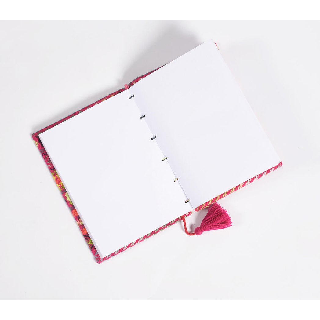 Hand Bound Fabric Diary with Tassel Bookmark_1