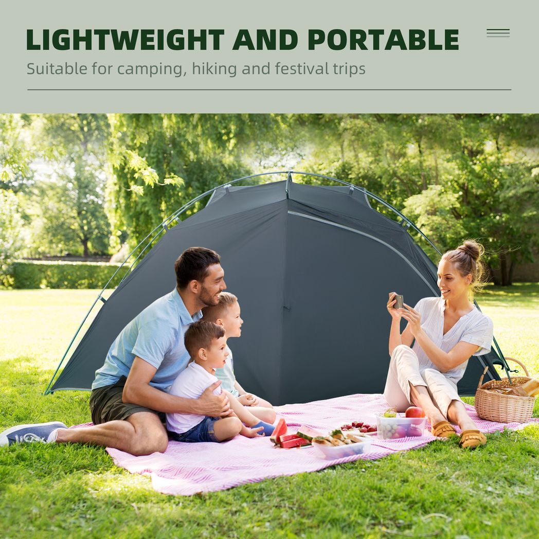 Camping Tent Compact 2 Man Dome Tent for Hiking Garden Dark Grey