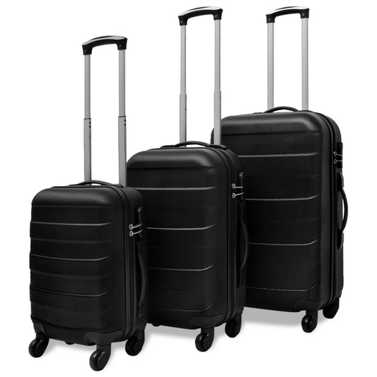 Three Piece Hardcase Trolley Set Black 45.5/55/66 cm