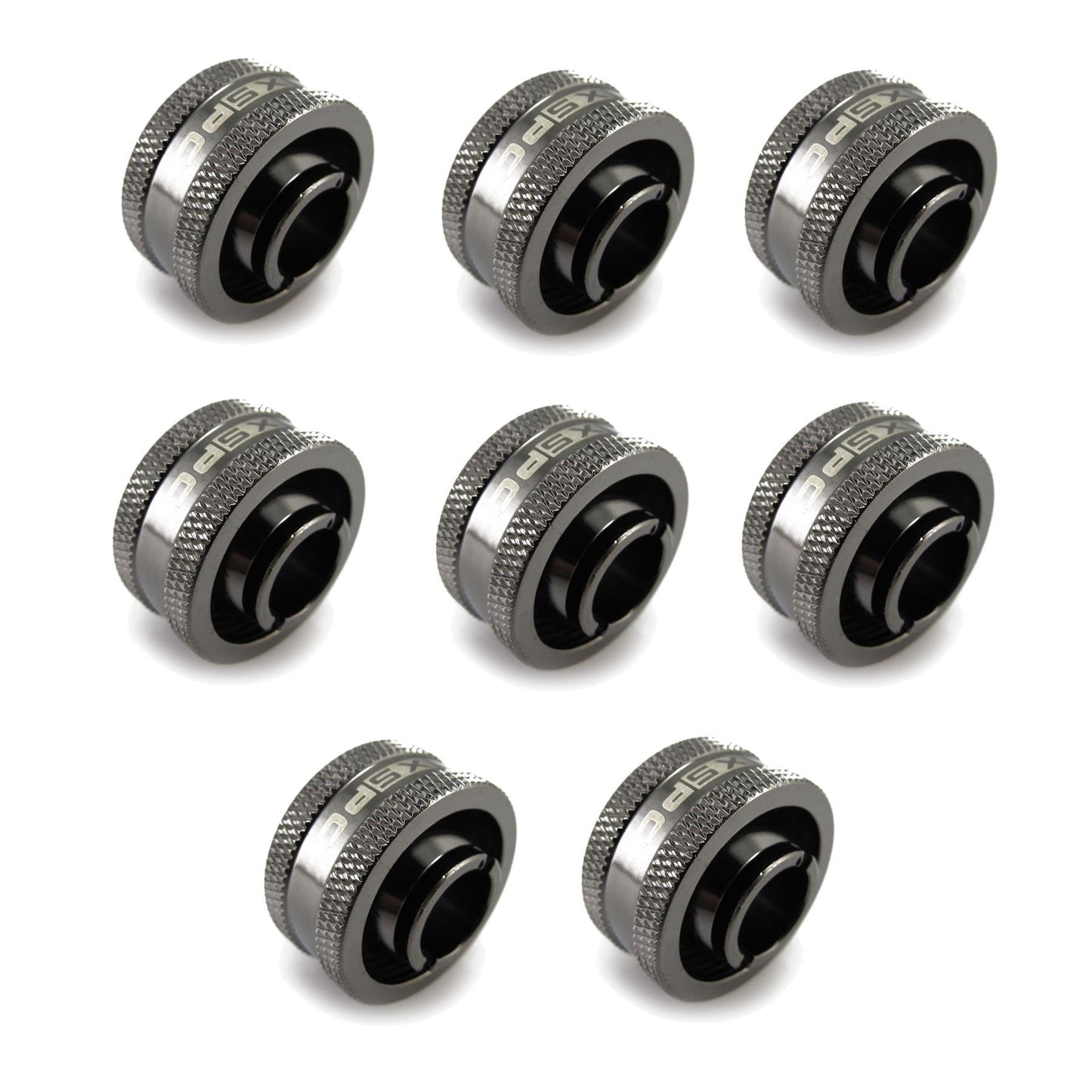 XSPC G1/4 to 1/2 ID 3/4 OD Compression Fitting V2 - Black Chrome (8 Pack)