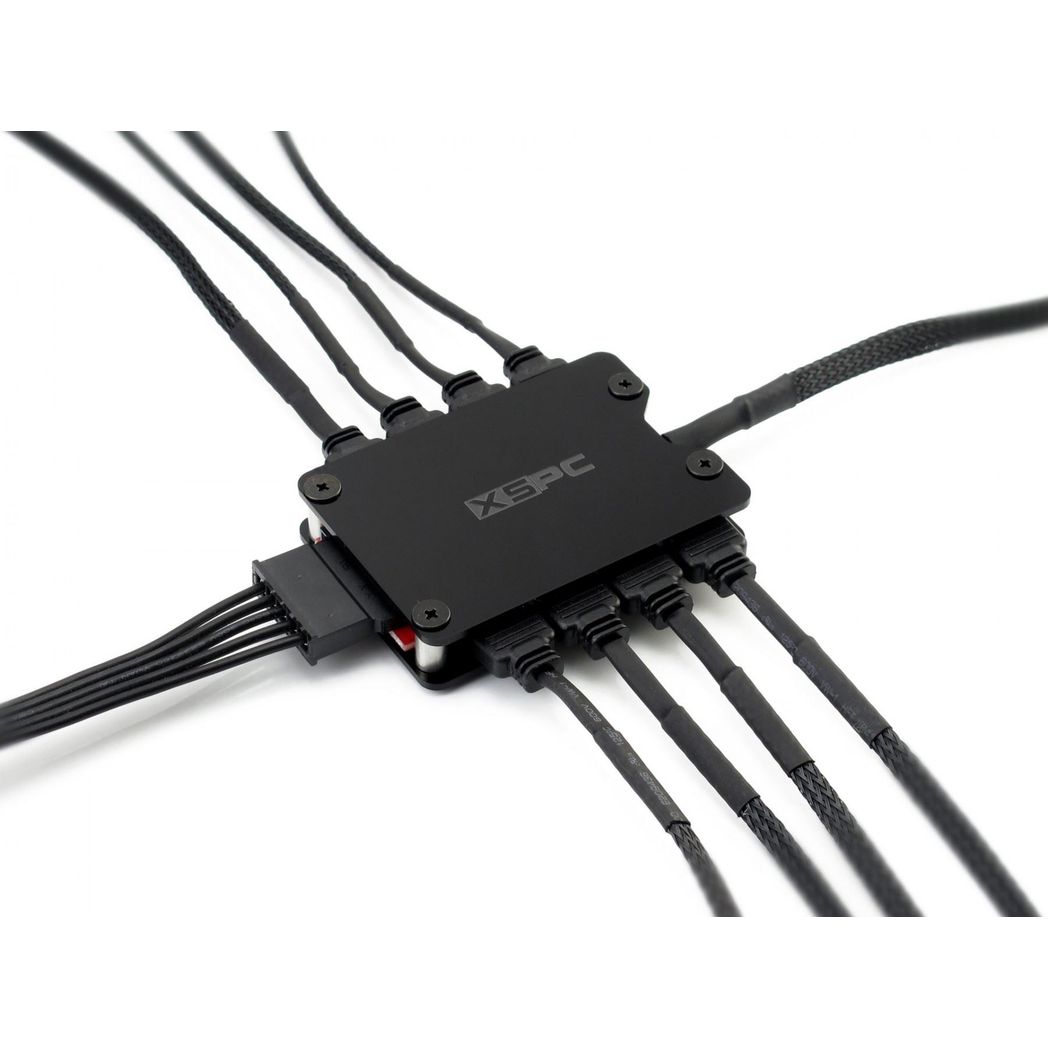 XSPC 8 Way, 3Pin, 5V, Addressable RGB Splitter Hub - SATA Powered (Black)