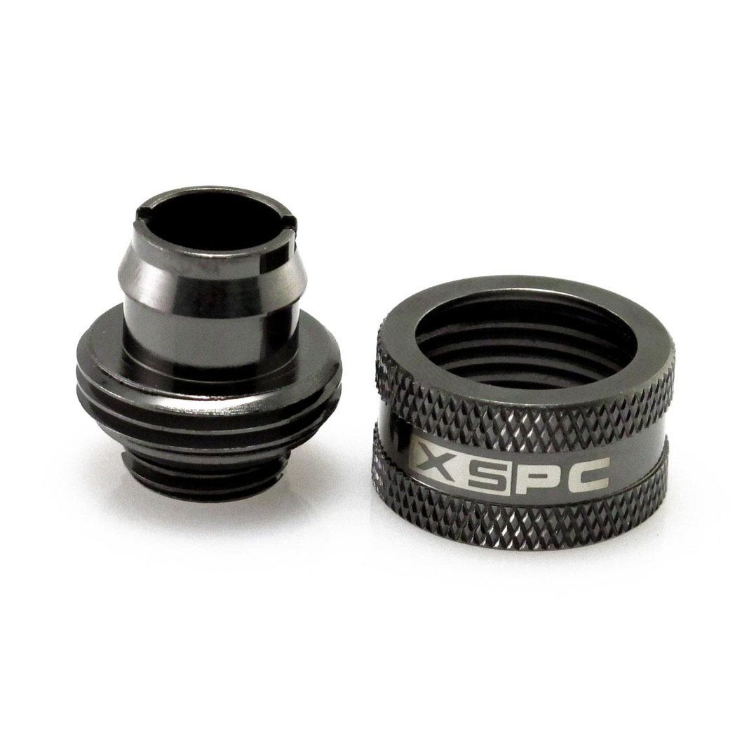 XSPC G1/4 to 3/8 ID 5/8 OD Compression Fitting V2 - Black Chrome (8 Pack)