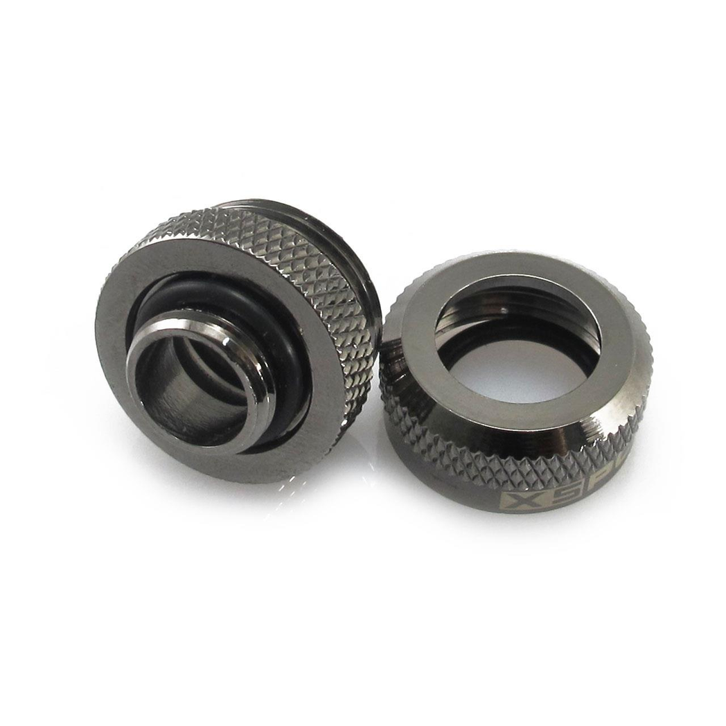 XSPC G1/4 to 14mm Rigid Tubing Triple Seal Fitting - Black Chrome (8 Pack)