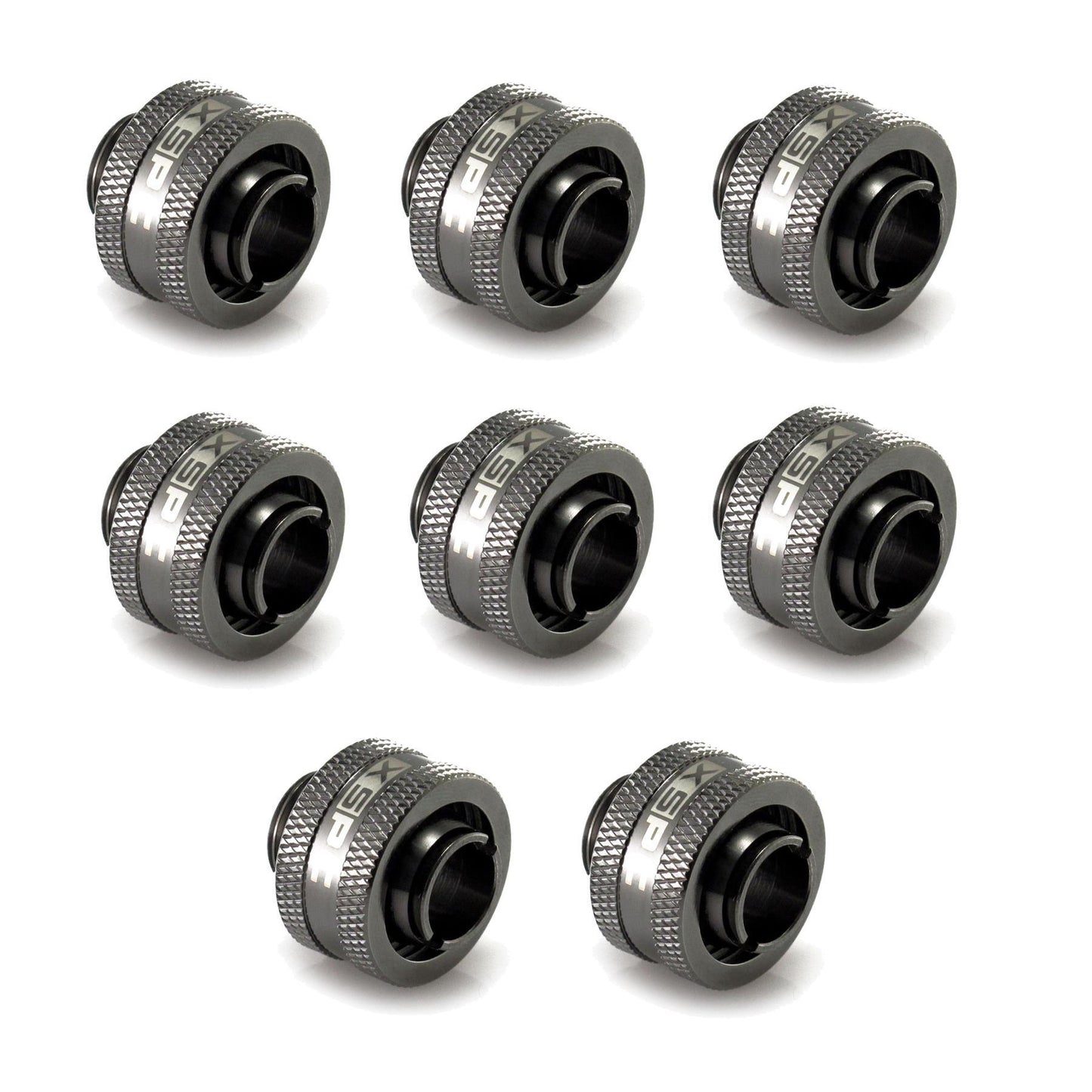 XSPC G1/4 to 7/16 ID 5/8 OD Compression Fitting V2 - Black Chrome (8 Pack)