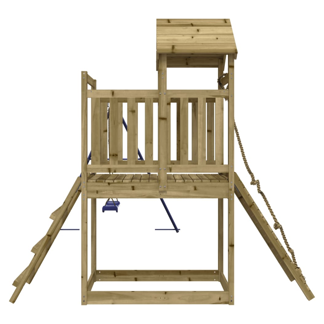 Playhouse with Swing Climbing Wall Impregnated Wood Pine