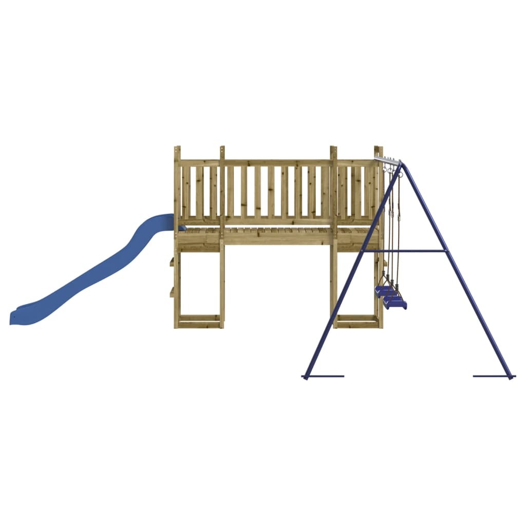 Playhouse with Slide Swings Impregnated Wood Pine