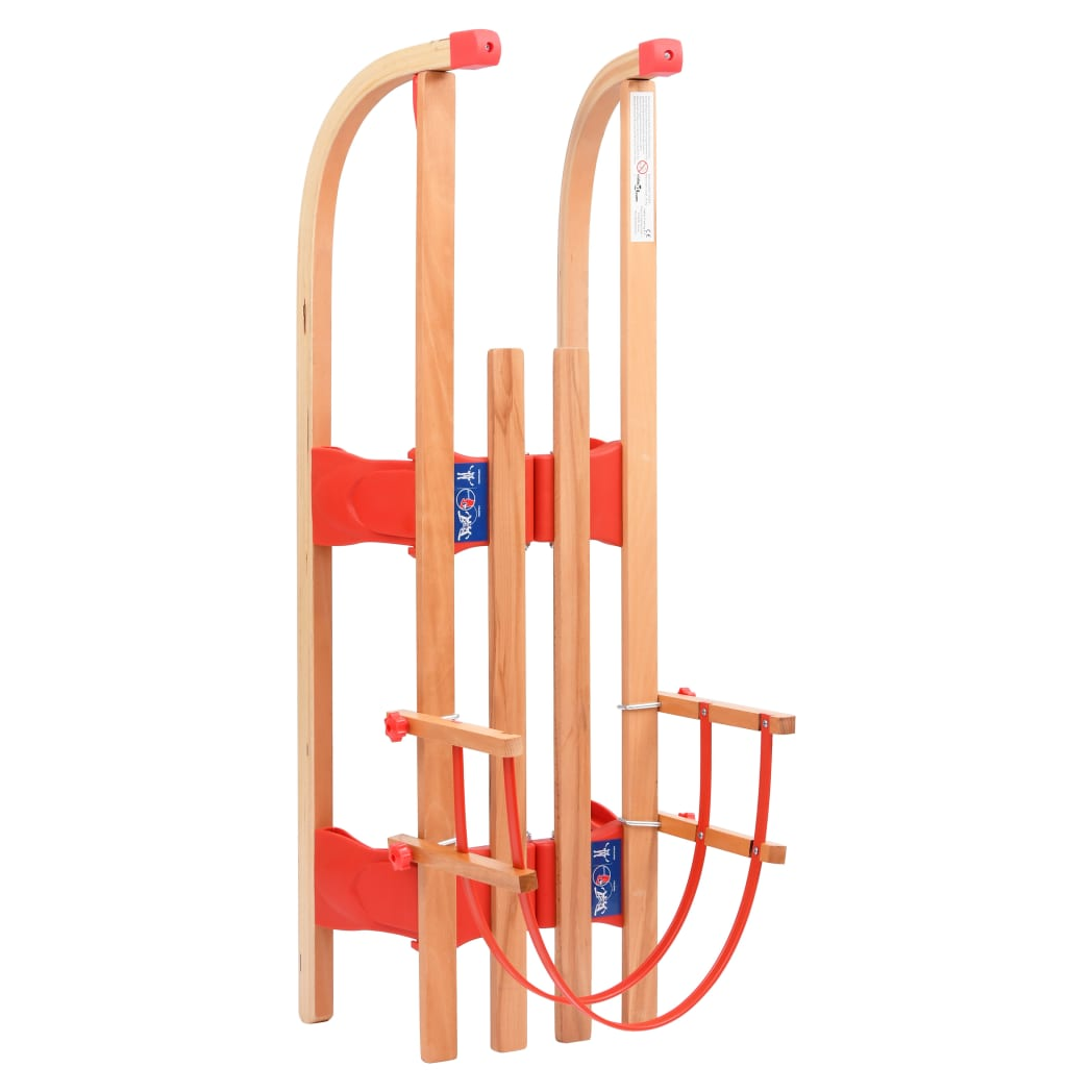 Folding Snow Sledge with Backrest 119 cm Wood