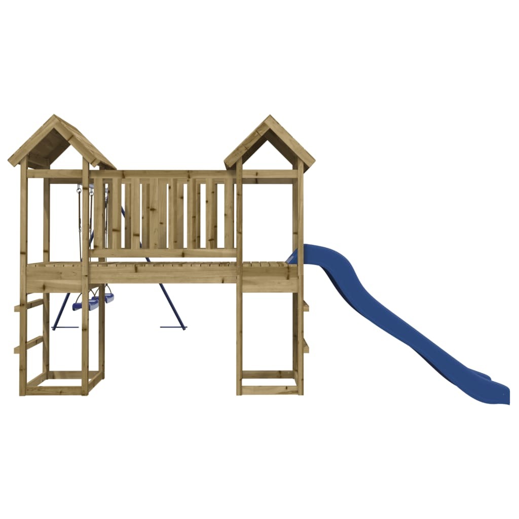 Playhouse with Slide Swings Impregnated Wood Pine