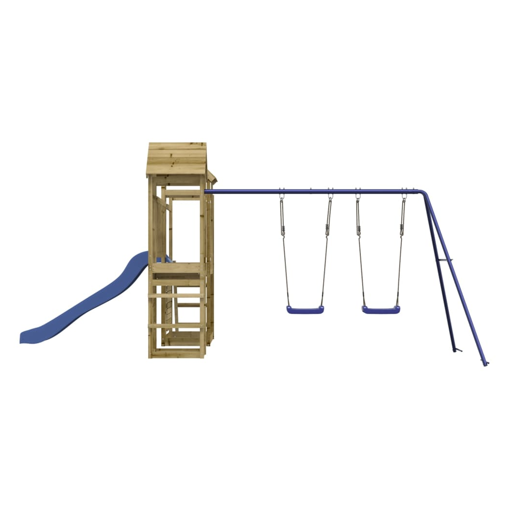 Playhouse with Slide Swings Rockwall Impregnated Wood Pine