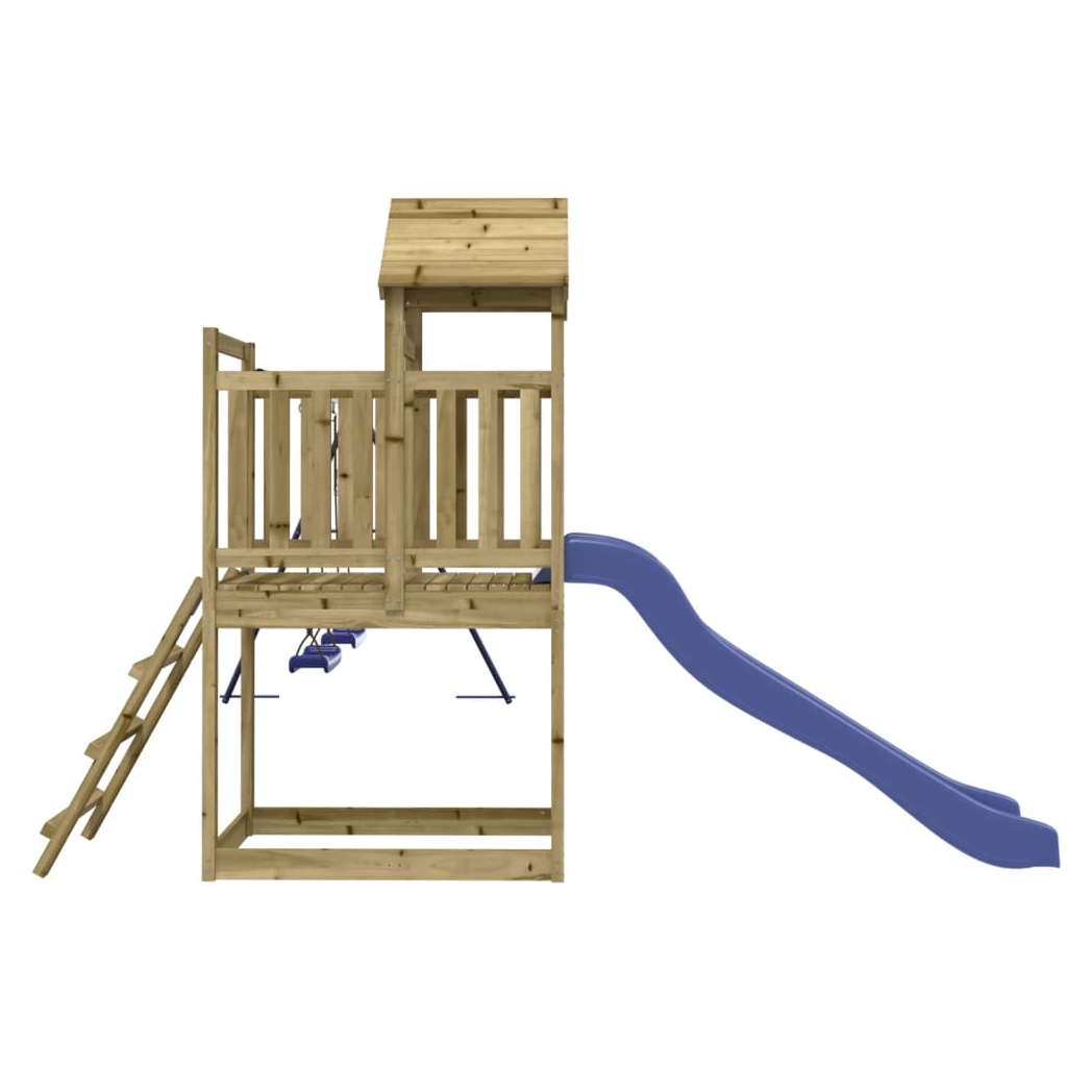 Playhouse with Slide Swings Impregnated Wood Pine