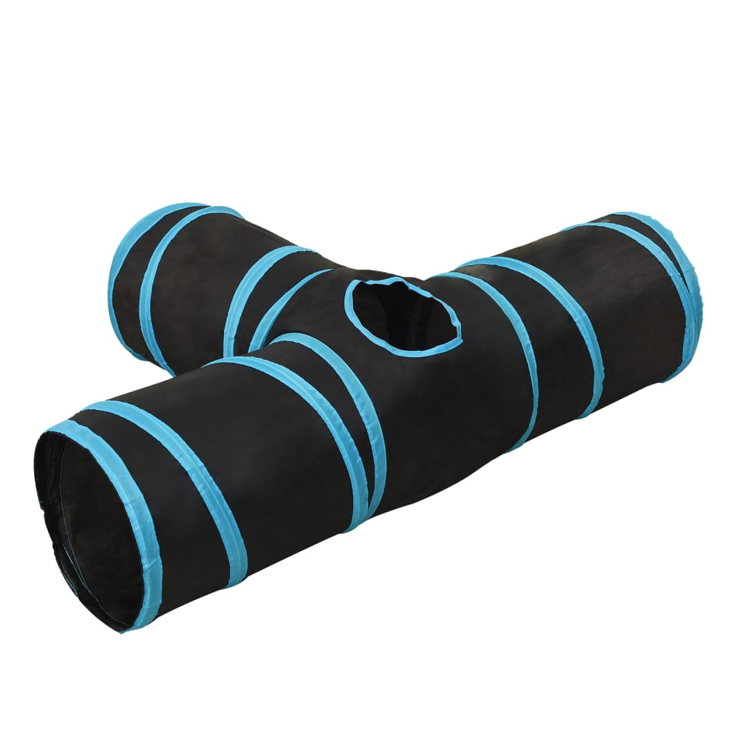 Cat Tunnel 3-way Black and Blue 90 cm Polyester