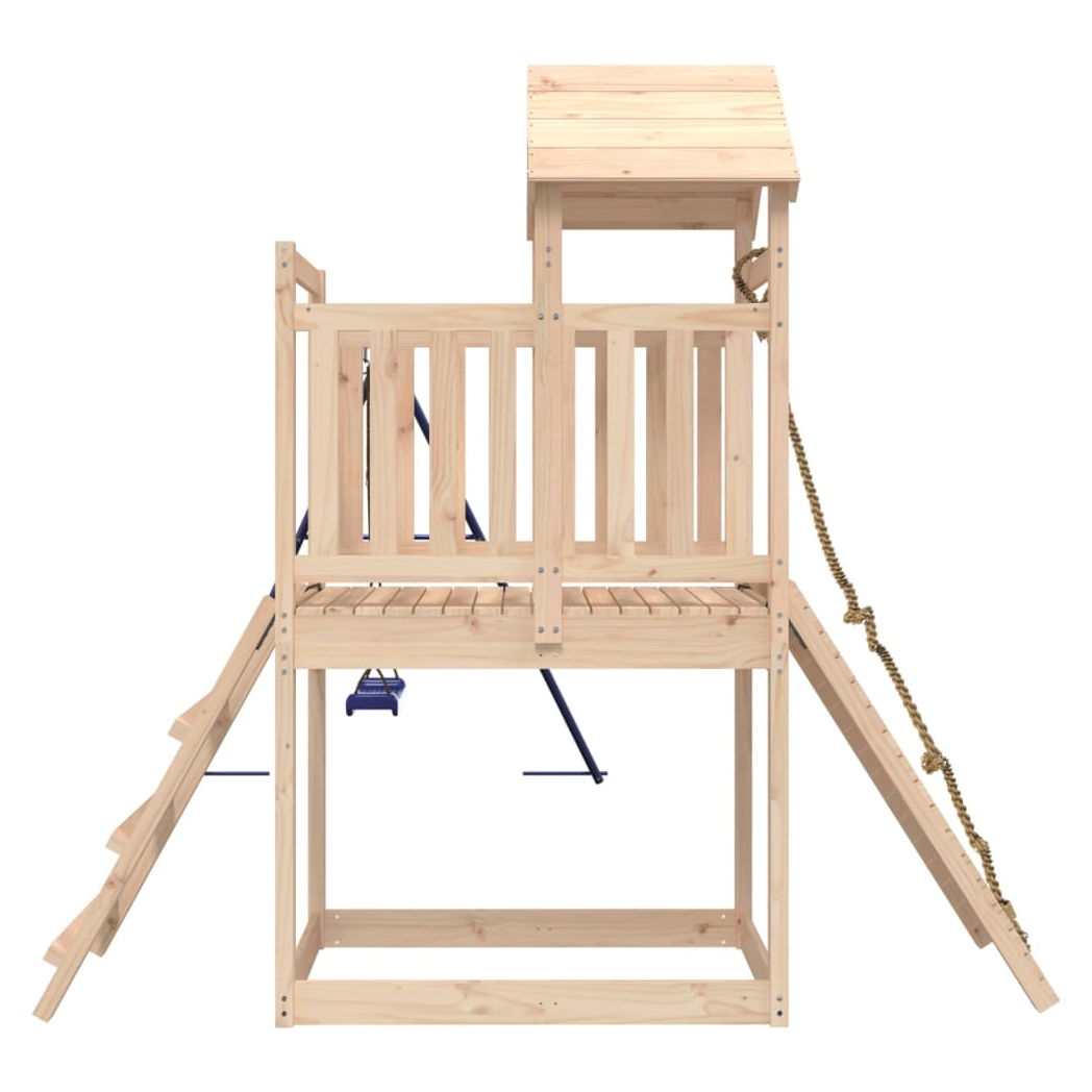 Playhouse with Swing Climbing Wall Solid Wood Pine