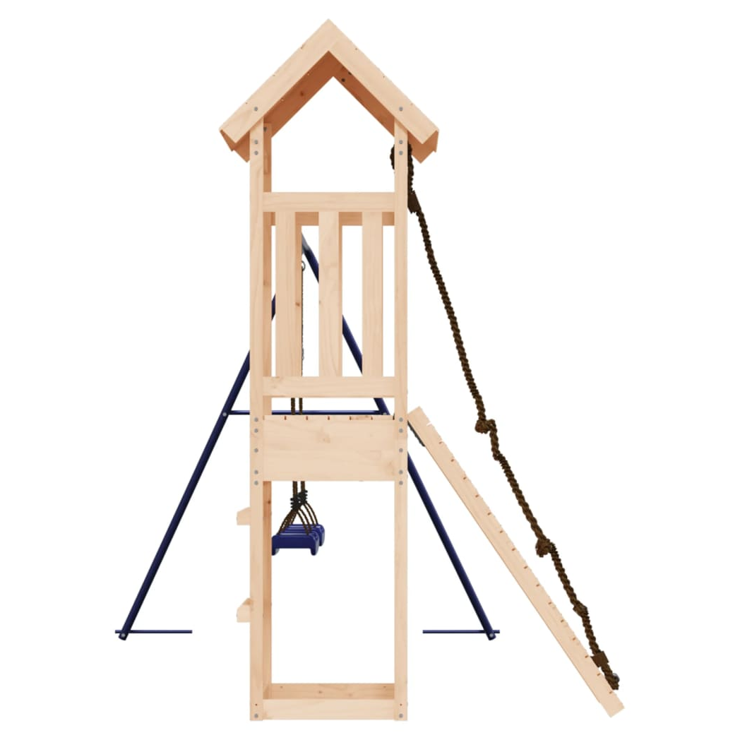 Playhouse with Climbing Wall Swings Solid Wood Pine