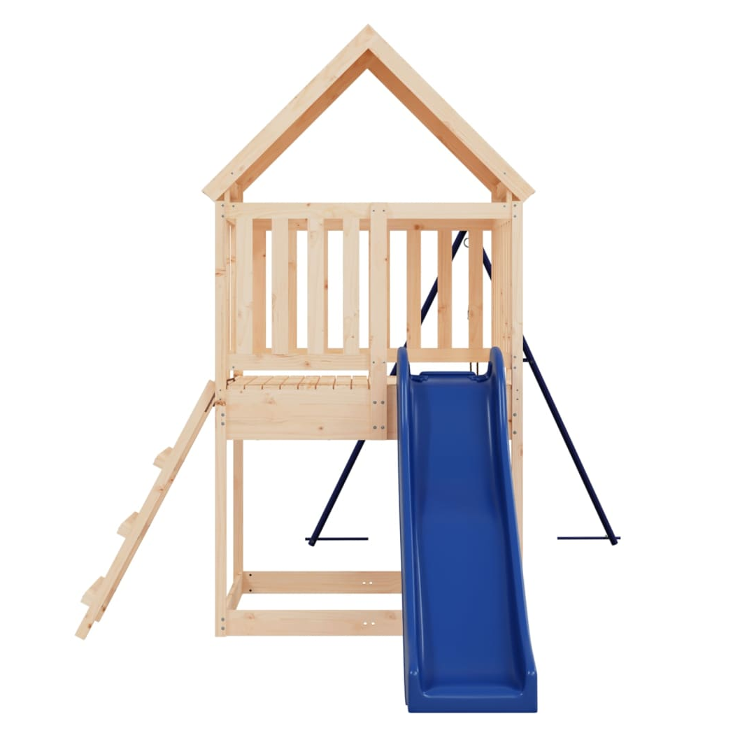 Playhouse with Slide Ladder Swing Solid Wood Pine