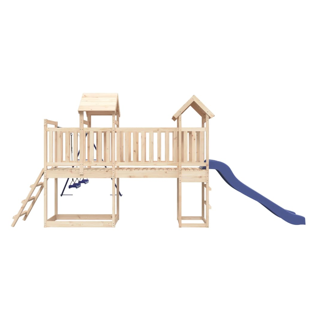 Playhouse with Slide Swings Solid Wood Pine