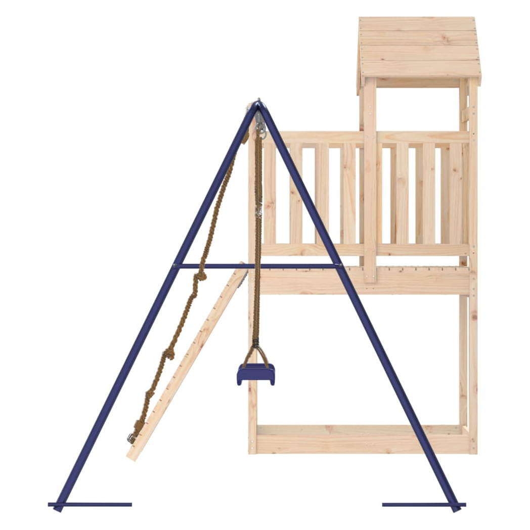 Playhouse with Climbing Wall Swing Solid Wood Pine