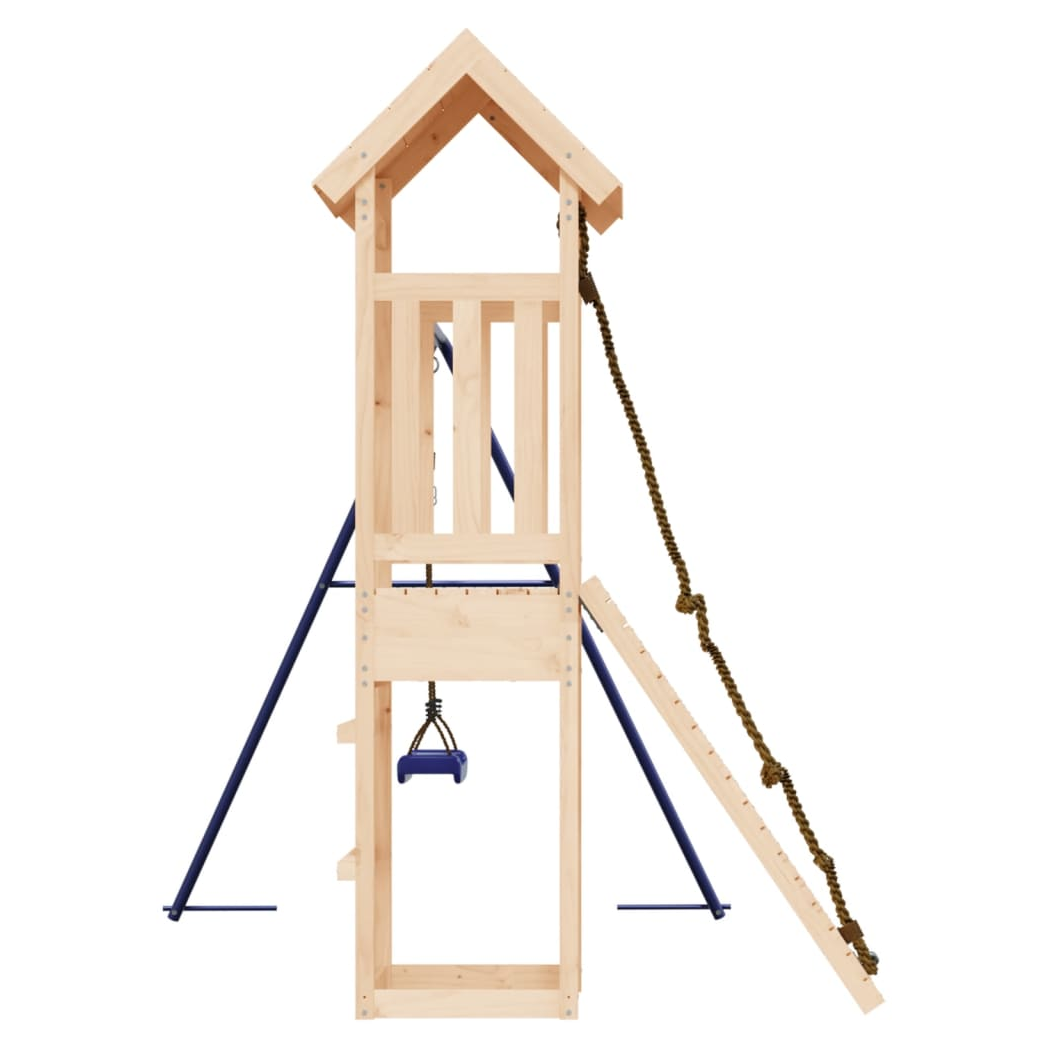 Playhouse with Climbing Wall Swing Solid Wood Pine