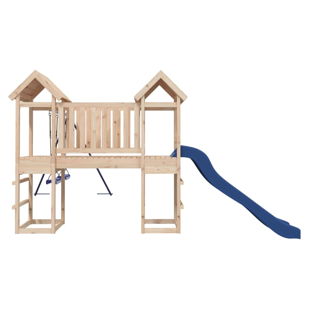 Playhouse with Slide Swings Solid Wood Pine