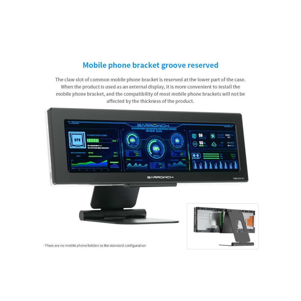 BarrowCH 250mm IPS High Definition System Monitoring LCD Display - Black