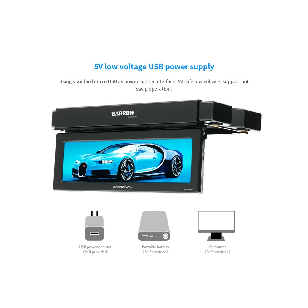 BarrowCH 250mm IPS High Definition System Monitoring LCD Display - Black
