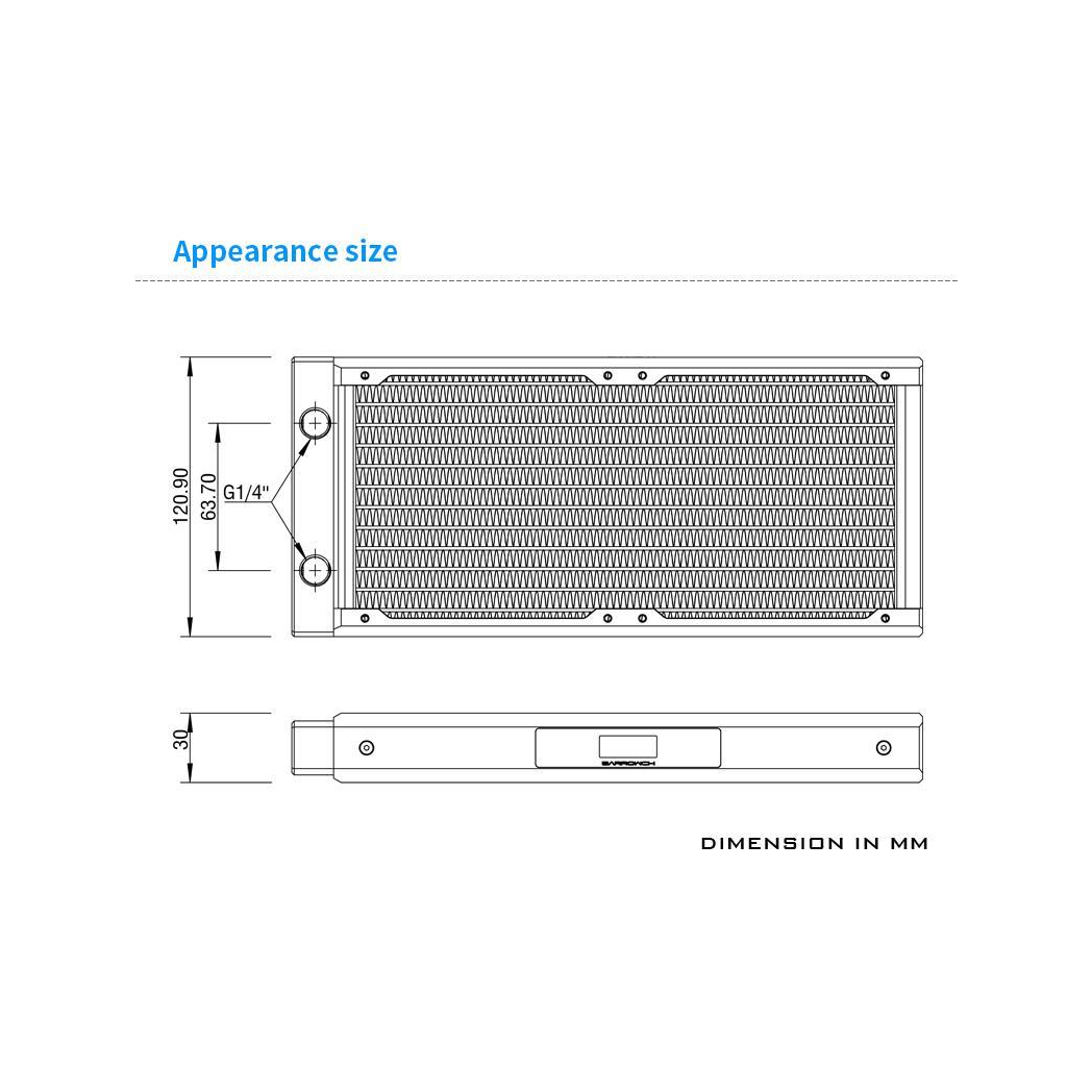 BarrowCH Chameleon Fish 240Y OLED Copper Radiator (2x120mm) - Black / Clear