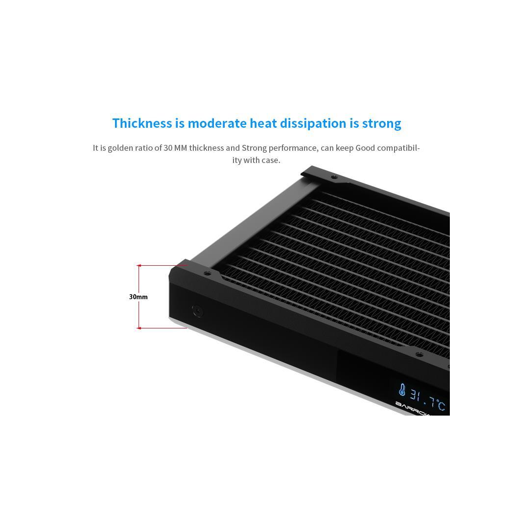 BarrowCH Chameleon Fish 240Y OLED Copper Radiator (2x120mm) - Black / Clear