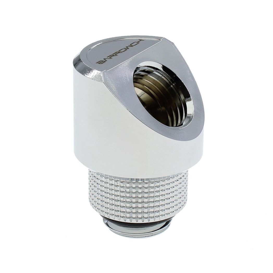 BarrowCH G1/4 Male Rotary to Smooth 45 Degree Female Angle - Shiny Silver