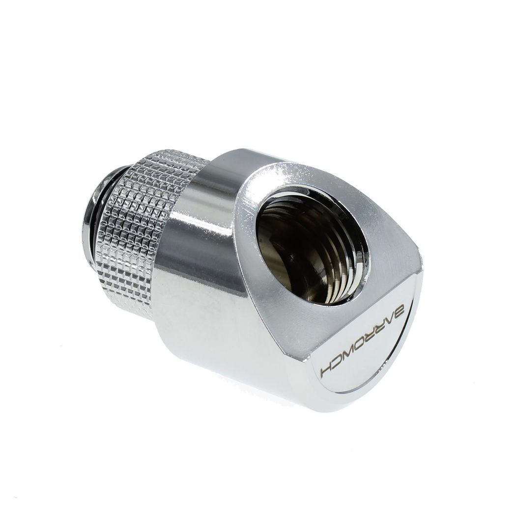 BarrowCH G1/4 Male Rotary to Smooth 45 Degree Female Angle - Shiny Silver