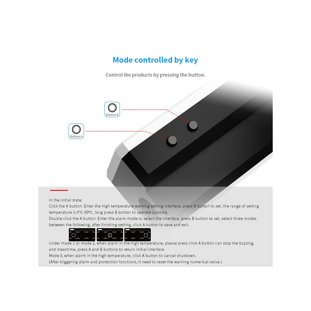 BarrowCH G1/4 Multimode OLED Display Heat Sensor Alarm with Shutdown - Black