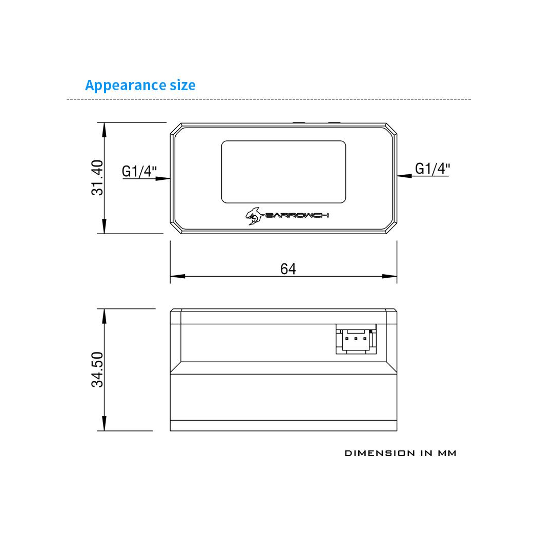 BarrowCH G1/4 Multimode OLED Display Heat Sensor Alarm with Shutdown - Black