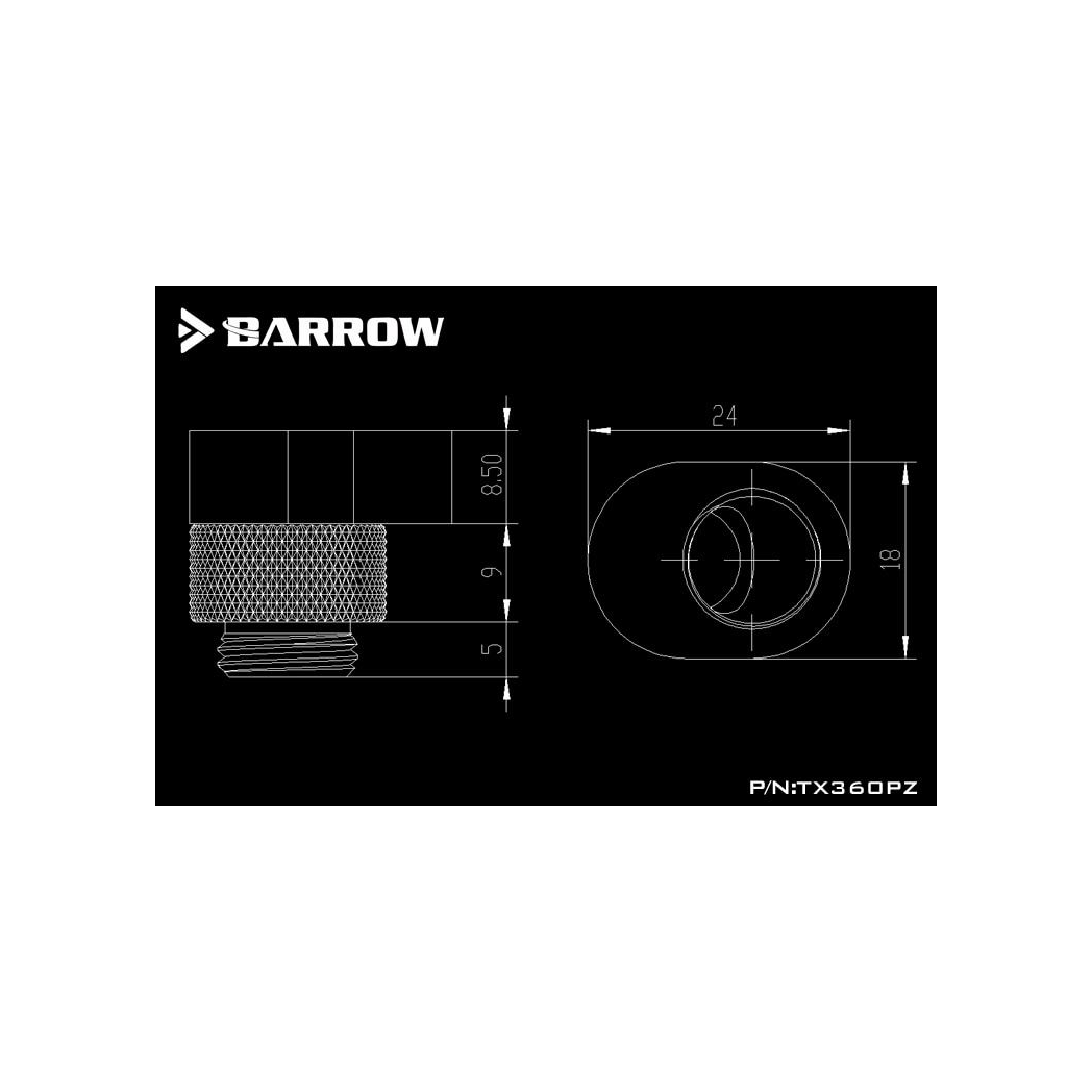 Barrow G1/4 Male to G1/4 Offset Female 360 Degree Rotary Adapter - White