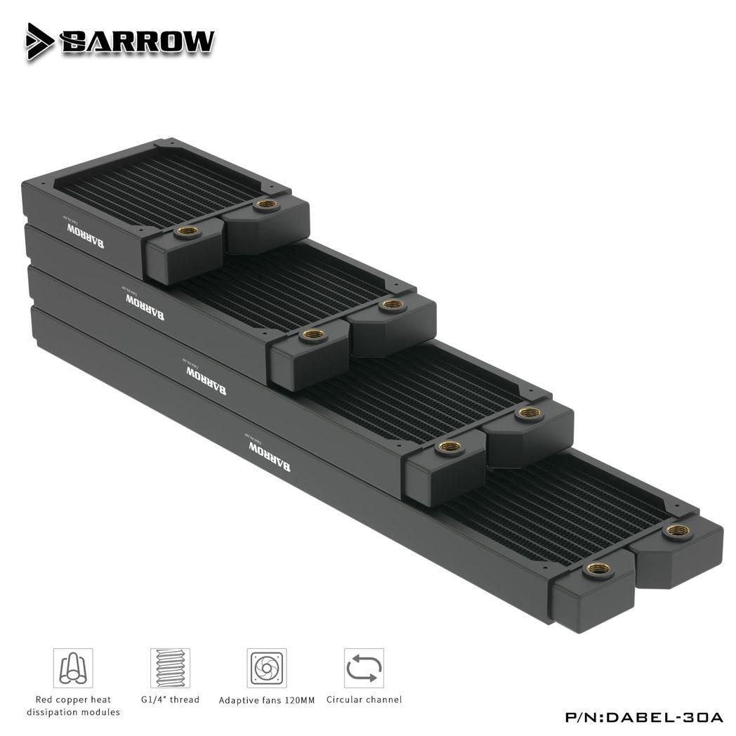 Barrow Dabel-B Series 360mm (3x120) Slim Line Copper Radiator - Black